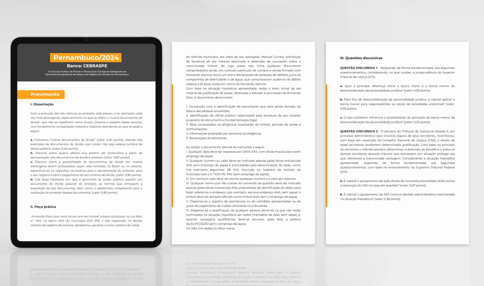 E-book diagramado, exibido em tablet e em páginas abertas