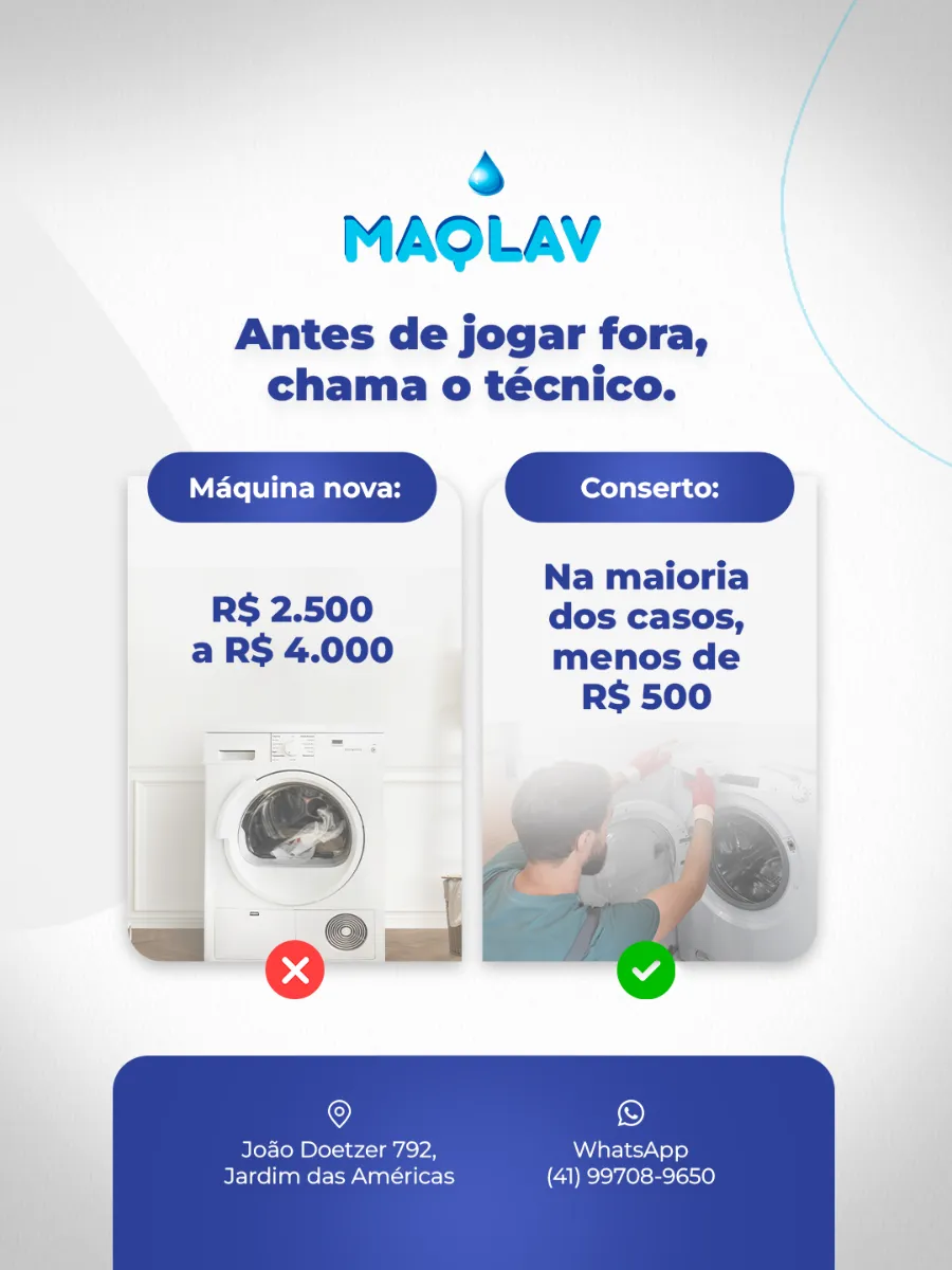 Post em azul com o texto "Antes de jogar fora, chame o técnico"
