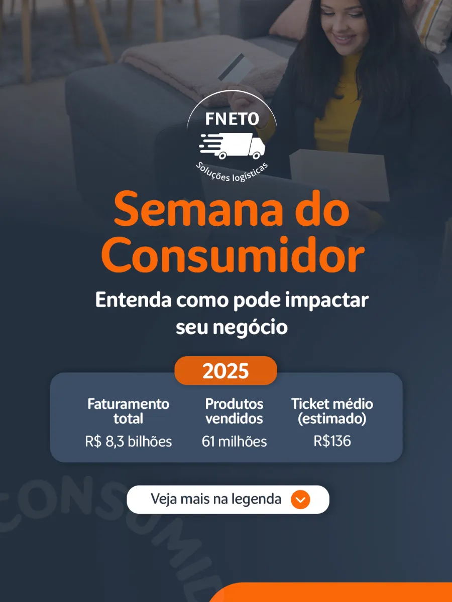 Post "Semana do Consumidor", em azul e amarelo