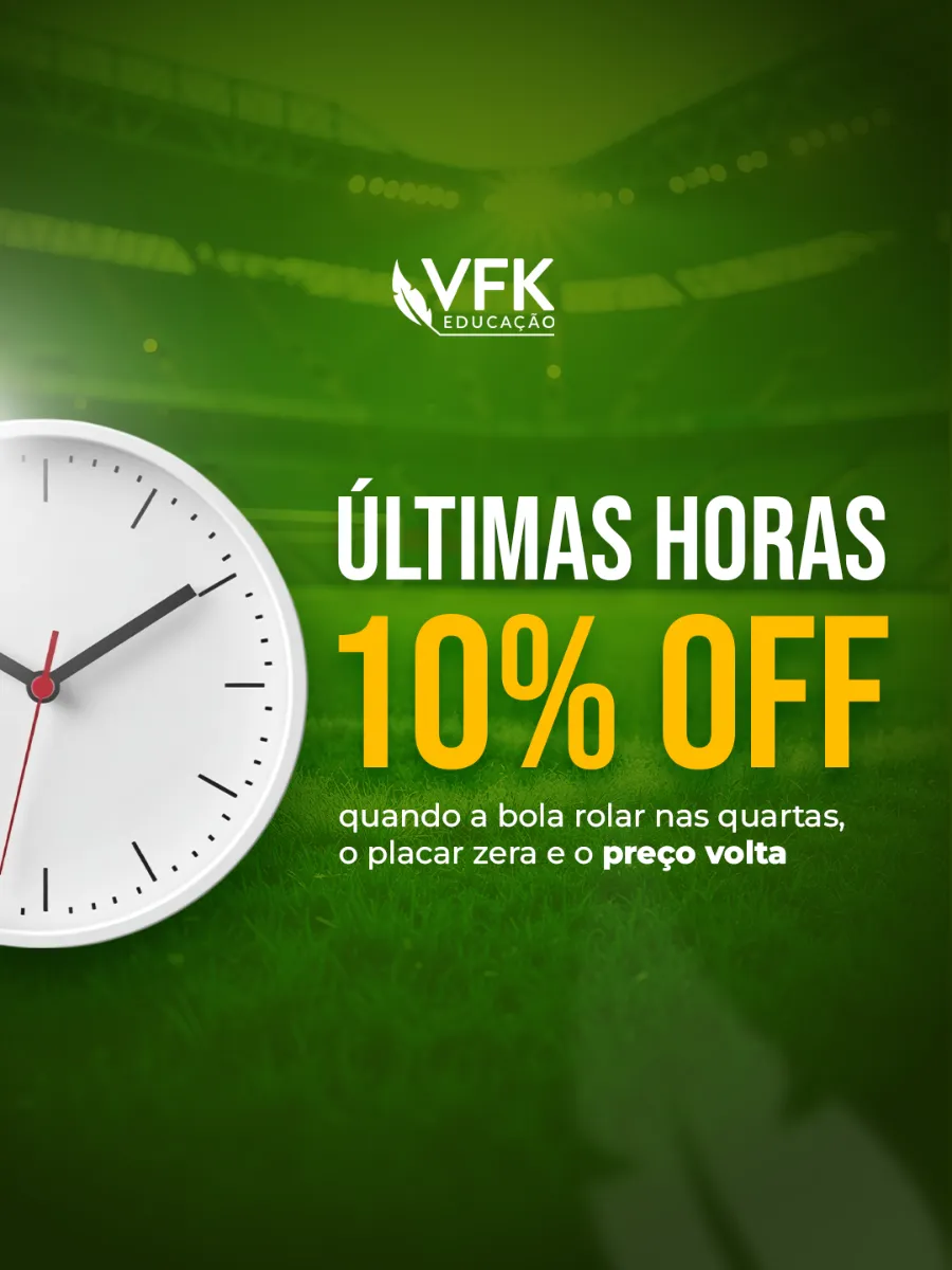Post de promoção "Últimas horas 10% OFF", em verde, com relógio